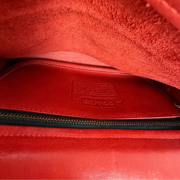 Vintage Coach Red Leather Envelope Clutch / Wallet — Bold Color Statement Piece - Picture 13 of 16